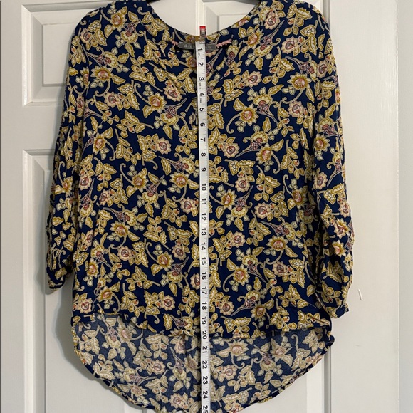 Daniel Rainn Navy Blouse with Yellow Florals - Picture 4 of 7